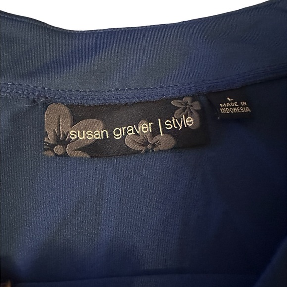 Susan Graver sapphire blue 3/4 sleeve top - Picture 4 of 8